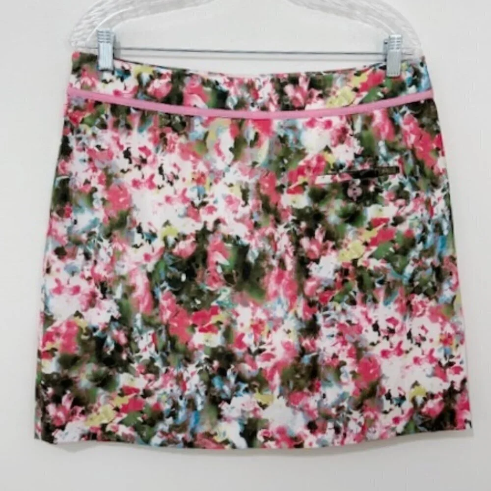 EP Pro Pleated Golf Skort Pink Green Watercolor Print Size 10